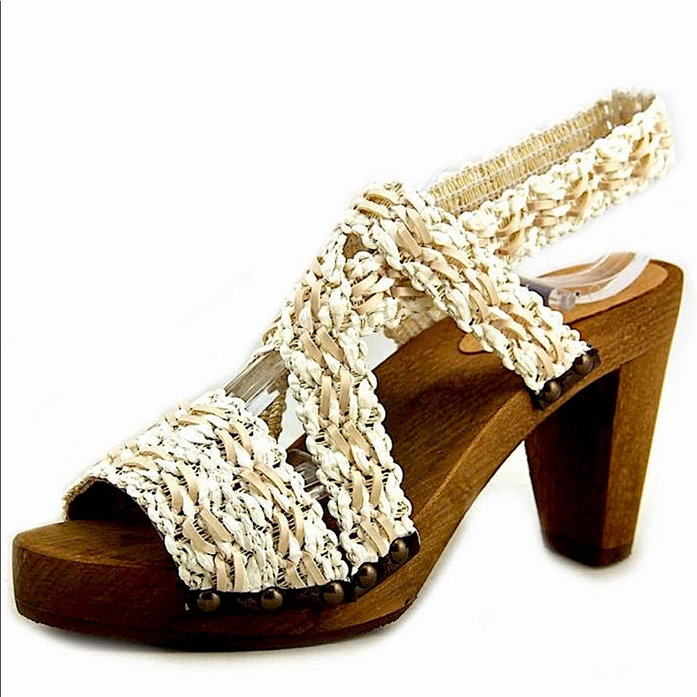 Sanita Cream Woven Heeled Sandals